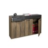 Vista diagonale Credenza moderna in legno colore "Noce Brera/Nero Chalet" 3 cassetti e 3 ante modello Bali Totò Piccinni