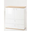 Mobile contenitore moderno colore "Rovere Miele/Bianco Laccato" 2 ante e 2 cassetti modello Orbita Totò Piccinni 