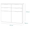 Specifica dimensioni Mobile contenitore  in legno colore "Bianco Laccato/Rovere Riviera" con 4 cassetti e 2 ante modello Orbis Totò Piccinni