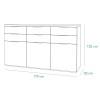 Specifica dimensioni Mobile contenitore design  in legno colore "Bianco Laccato/Rovere Miele" con 6 cassetti e 3 ante modello Orbis Totò Piccinni
