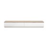 Vista frontale Mobile tv  in legno colore "Bianco Laccato/Rovere Miele" con 2 ribalte modello Orbis Totò Piccinni