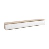 Vista diagonale Mobile porta tv design in legno colore "Bianco Laccato/Rovere Miele" con 2 ribalte modello Orbis Totò Piccinni