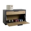 Vista diagonale Panca in legno colore Grigio Cemento/Rovere Miele 1 ribalta e 1 cassetto modello Dubai Totò Piccinni