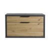 Vista frontale Panca moderna in legno colore Grigio Cemento/Rovere Miele 1 ribalta e 1 cassetto modello Dubai Totò Piccinni
