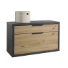 Vista diagonale Mobile panca in legno colore Grigio Cemento/Rovere Miele 1 ribalta e 1 cassetto modello Dubai Totò Piccinni
