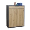 Vista diagonale Mobile contenitore in legno colore "Grigio Cemento/Rovere Miele" con 2 ante e 1 cassetto modello Dubai Totò Piccinni