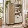 Vista ambientata Libreria in legno colore "Cannettato/Cashmere" con 2 ante e 3 vani modello Zefiro Totò Piccinni
