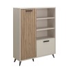 Vista diagonale Libreria in legno colore "Cannettato/Cashmere" con 2 ante e 3 vani modello Zefiro Totò Piccinni