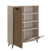 Vista diagonale Libreria classica in legno colore "Cannettato/Cashmere" con 2 ante e 3 vani modello Zefiro Totò Piccinni