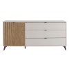 Vista frontale Madia Cashmere/Rovere Cannettato 1 anta 3 cassetti modello Mandala Totò Piccinni