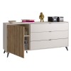 Vista diagonale con anta aperta Madia Cashmere/Rovere Cannettato 1 anta 3 cassetti modello Mandala Totò Piccinni