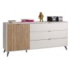 Vista diagonale Madia Cashmere/Rovere Cannettato 1 anta 3 cassetti modello Mandala Totò Piccinni