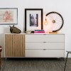 vista ambientata frontale Madia Cashmere/Rovere Cannettato 1 anta 3 cassetti modello Mandala Totò Piccinni