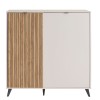 Vista frontale Madia in Legno Cashmere/Rovere Cannettato 2 ante modello Mandala Totò Piccinni