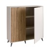 Vista diagonale con anta aperta Madia in Legno Cashmere/Rovere Cannettato 2 ante modello Mandala Totò Piccinni