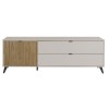 Vista frontale Porta TV Cashmere/Rovere Cannettato 1 anta 2 cassetti modello Mandala Totò Piccinni