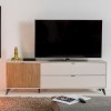 vista ambientata frontale Porta TV Cashmere/Rovere Cannettato 1 anta 2 cassetti modello Mandala Totò Piccinni