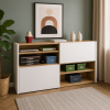 Vista ambientata Base con 2 ante scorrevoli in legno colore "Bianco Laccato/Rovere Artisan" modello Apex Totò Piccinni
