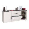 Vista diagonale con cassetto aperto Base in legno colore "Cashmere/Effetto Marmo Nero" con 2 ante e 4 cassetti modello Teca Totò Piccinni