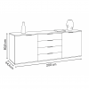 Specifica Dimensioni Base in legno colore "Cashmere/Effetto Marmo Nero" con 2 ante e 4 cassetti modello Teca Totò Piccinni