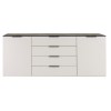 Vista frontale Base in legno colore "Cashmere/Effetto Marmo Nero" con 2 ante e 4 cassetti modello Teca Totò Piccinni