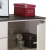 Dettaglio Anta Base in legno colore "Cashmere/Effetto Marmo Nero" con 2 ante e 4 cassetti modello Teca Totò Piccinni