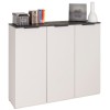 Vista diagonale Base Multiuso in legno colore" Cashmere/Effetto Marmo Nero" con 3 ante modello Teca Totò Piccinni