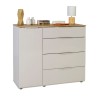 Vista diagonale Mobile Multiuso con 1 anta e 4 cassetti colore "cashmere laccato/rovere baysen" modello Aliseo Totò Piccinni