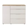 Vista frontale Mobile Multiuso con 1 anta e 4 cassetti colore "cashmere laccato/rovere baysen" modello Aliseo Totò Piccinni