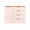 Vista frontale Base Multiuso in legno 1 anta e 3 cassetti colore  "cashmere lucido/rovere baysen" modello Zenit Totò Piccinni
