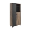 mobile colonna bagno grigio scuro laccato/noce brera vista diagonale con ante chiuse
