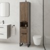 Vista ambientata Colonna Bagno Alta 2 Ante, 1 cassetto e 1 vano "Rovere invecchiato/Grigio" modello Sylva Totò Piccinni