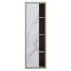 vista frontale mobile colonna in lengo 1 anta e 4 vani rovere/bianco effetto marmo modello Nexus Totò Piccinni
