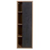 Vista frontale Colonna bagno in legno colore "Rovere Artisan/Nero Chalet" 1 anta e 4 vani modello Nexus Totò Piccinni