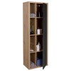 Vista diagonale Mobile colonna con ante in legno colore "Rovere Artisan/Nero Chalet" 1 anta e 4 vani modello Nexus Totò Piccinni