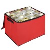 scatola rossa porta palline di natale colorate d'oro e argento Totò Piccinni