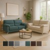 Divani imbottiti moderni 2 e 3 posti in tessuto con piedi in metallo, disponibili in 8 varianti colore tra cui nero, grigio, blu, verde, marrone e beige – modello Giada by Toto Piccinni