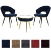 set tavolino 2 poltroncine vellutato imbottito con finitura in oro