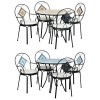 set completo tavolo e 4 sedie con mosaico struttura in metallo con decoro in terracotta