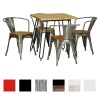 set industry in metallo con poltrone in metallo con seduta in legno