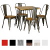 set industry da esterno con sedie con seduta in legno