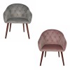 poltrona design scandinavo in velluto con gambe in legno