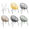 sedia relax con seduta a corde intrecciate e struttura in metallo