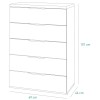Specifica dimensioni Cassettiera  in legno colore "Bianco Laccato/Rovere Riviera" con 5 cassetti modello Orbis Totò Piccinni