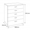 Specifica dimensioni Cassettiera ufficio in legno colore "Bianco Artlight" con 5 cassetti modello Bianca Totò Piccinni