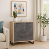 Vista ambientata Mobile contenitore in legno colore "Rovere/Grigio Cemento" con 2 cassetti e 2 ante modello Sylva Totò Piccinni