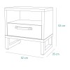 Specifica dimensioni Comodino in legno colore "Rovere Invecchiato/Cemento" con 1 cassetto e 1 vano modello Sylva Totò Piccinni