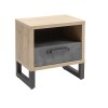 Vista diagonale Comodino in legno colore "Rovere Invecchiato/Cemento" con 1 cassetto e 1 vano modello Sylva Totò Piccinni