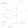 Specifica dimensioni Cassettiera bassa in legno con 3 cassetti con serratura e ruote colore "bianco lucido" modello Toronto Totò Piccinni