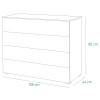 Specifica dimensioni Cassettiera in legno colore Bianco Laccato con 4 cassetti modello Brezza Totò Piccinni
